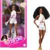 Barbie The Movie President Collectible Doll, ISSA Rae as President Wearing Shimmery White Blouse & Short Set, with Dark Curly Hair & President Sash - 1
