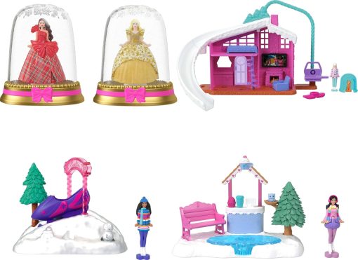Barbie Mini BarbieLand Bundle Including 2 Holiday Dolls, 3 Snow Playsets, 3 Other 1.5-inch Dolls - 2