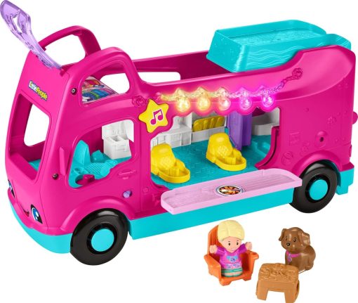 Fisher-Price Little People Toddler Toy Barbie Dreamcamper RV Playset with Music Lights & Figures for Pretend Play Kids Ages 18+ Months - 1