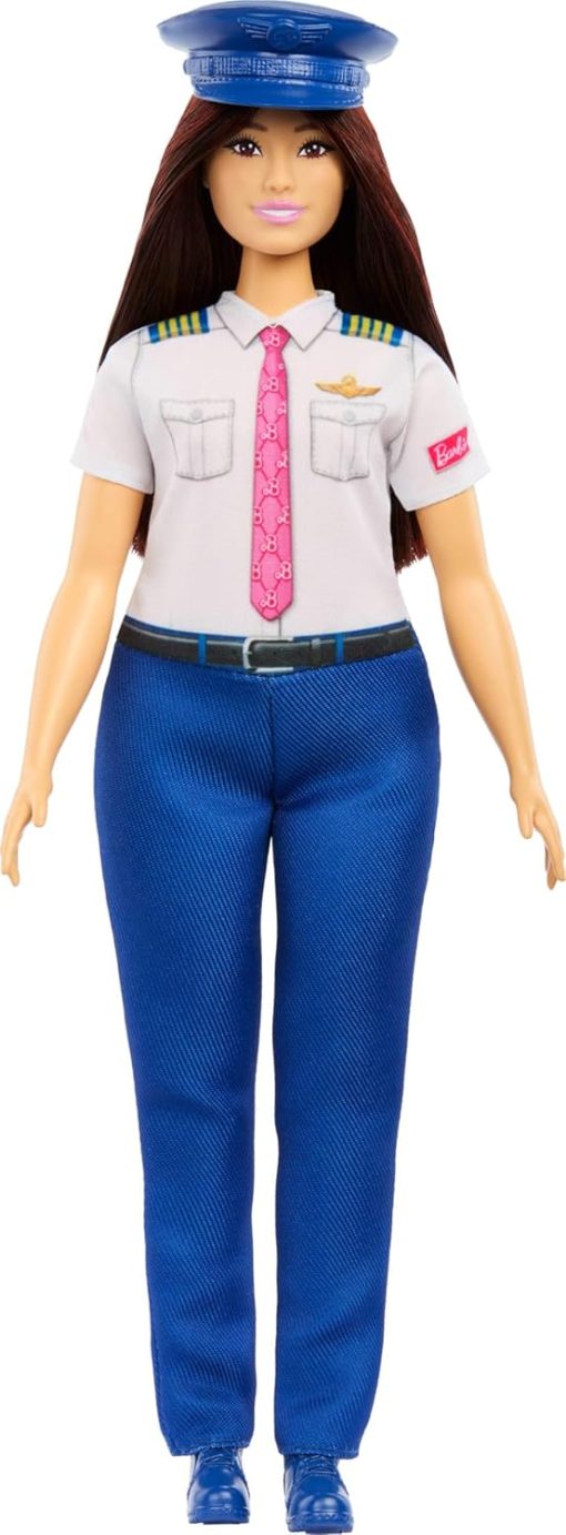 Barbie Careers Pilot Fashion Doll Wearing Removable Look with Flight Uniform & Shoes, Plus Hat Accessory - 1