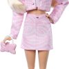 Barbie Deluxe Style Doll #9 in Pink Denim Outfit, Blonde Hair, Matching Jacket and Skirt Set with Accessories Like Bow Clutch and Pearly Jewelry - 5