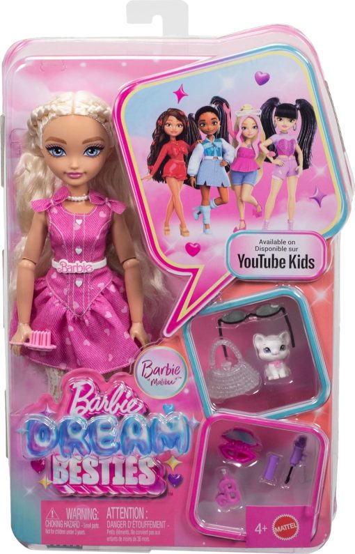 Barbie Dream Besties Malibu” Fashion Doll & Accessories, Posable with Blonde Hair & Makeup-Themed Toy Pieces - 1