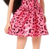 Barbie Fashionistas Doll #246 with Black Hair, Pink Leopard Print Strapless Dress with Accessories Like Tie Necklace and Boots - 5