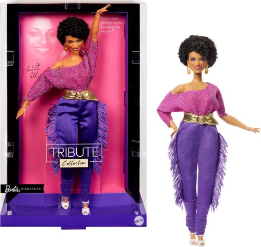 Barbie Signature Doll, Debbie Allen Tribute Collection Posable Doll with Off-Shoulder Top, Gold Belt, and Purple Fringe Pants with Leg Warmers - 1