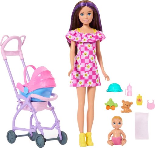 Barbie Skipper Babysitters, Inc. Playset with Brunette Doll, Blonde Baby Doll, Stroller with Removable Car Seat & 7 Accessories - 1