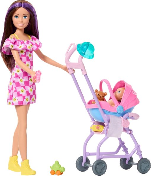 Barbie Skipper Babysitters, Inc. Playset with Brunette Doll, Blonde Baby Doll, Stroller with Removable Car Seat & 7 Accessories - 2