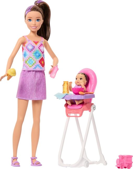 Barbie Skipper Babysitters, Inc. Playset with Brunette Doll, Brunette Toddler Doll, High Chair & 8 Accessories Including Food - 2