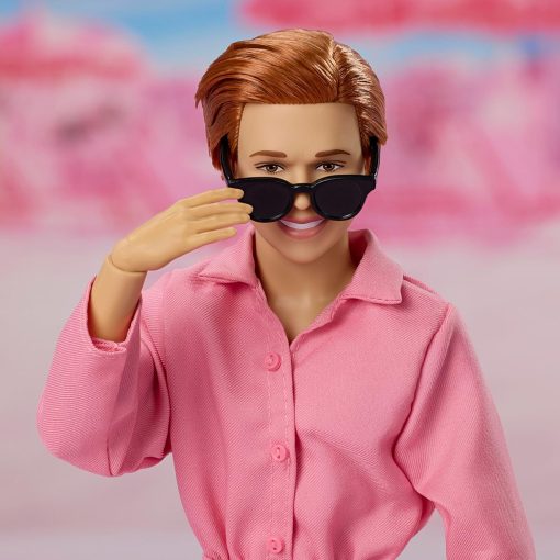 Barbie The Movie Allan Collectible Doll, Michael Cera as Allan with 2 Removable Movie Fashions, Pink Jumpsuit Outfit & Blue Striped Beach Set with Sunglasses - 2