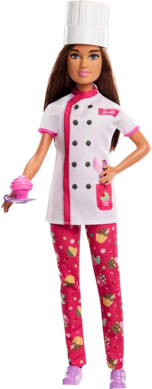 Barbie Doll & Accessories, Career Pastry Chef Doll with Hat, and Cake Slice - 1