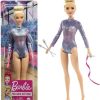 Barbie Rhythmic Gymnast Blonde Doll (12-in-30.40-cm) with Colorful Metallic Leotard, 2 Clubs & Ribbon Accessory, Great Gift for Ages 3 Years Old & Up