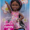 Barbie Club Chelsea Small Doll, 6-Inch Ari with Braided Hair Wearing Removable Flower-Print Dress & Pink Sandals - 6