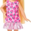 Barbie Club Chelsea Small Doll, 6-Inch with Blonde Hair Wearing Removable Strawberry-Print Dress & Shoes - 1