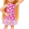 Barbie Club Chelsea Small Doll, 6-Inch with Blonde Hair Wearing Removable Strawberry-Print Dress & Shoes - 3
