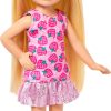 Barbie Club Chelsea Small Doll, 6-Inch with Blonde Hair Wearing Removable Strawberry-Print Dress & Shoes - 4