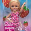 Barbie Club Chelsea Small Doll, 6-Inch with Blonde Hair Wearing Removable Strawberry-Print Dress & Shoes - 5