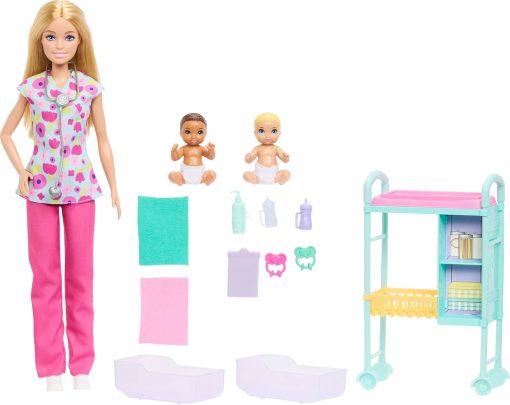 Barbie Careers Baby Doctor Playset with Blonde Fashion Doll, 2 Baby Dolls, Exam Table & Accessories - 1