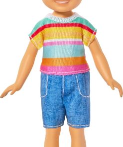 Barbie Club Chelsea Koji 6-Inch Boy Small Doll with Brunette Hair Wearing Removable Striped Shirt, Shorts & Shoes - 1
