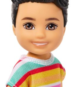 Barbie Club Chelsea Koji 6-Inch Boy Small Doll with Brunette Hair Wearing Removable Striped Shirt, Shorts & Shoes - 2