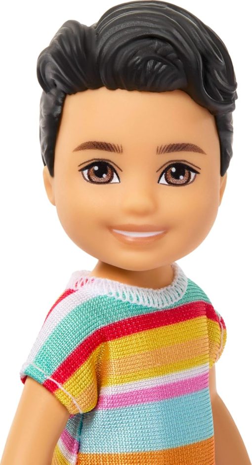 Barbie Club Chelsea Koji 6-Inch Boy Small Doll with Brunette Hair Wearing Removable Striped Shirt, Shorts & Shoes - 2