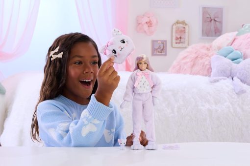 Barbie Cutie Reveal Doll & Accessories, Cuddly Series Kitten with 10 Surprises Including Color Change & Mini Pet - 2