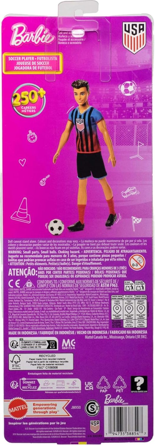 Barbie Careers USSF Soccer Fashion Ken Doll Dressed in Removable Sport-Themed Outfit & Shoes with Accessories - 6