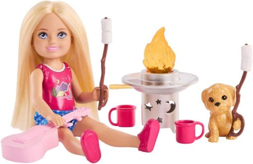 Barbie Chelsea Outdoor Adventures Playset, Family & Friends Set with Small Blonde Doll, Pet Puppy & 5+ Camping Accessories - 1