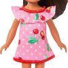 Barbie Club Chelsea Small Doll, 6-Inch Lula with Brunette Hair Wearing Removable Cherry-Print Dress & Sandals - 1