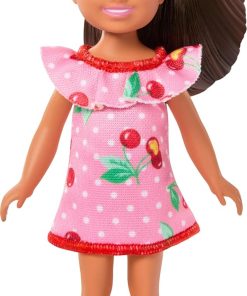 Barbie Club Chelsea Small Doll, 6-Inch Lula with Brunette Hair Wearing Removable Cherry-Print Dress & Sandals - 1