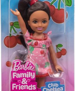 Barbie Club Chelsea Small Doll, 6-Inch Lula with Brunette Hair Wearing Removable Cherry-Print Dress & Sandals - 6