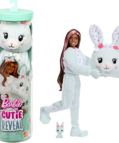 Barbie Cutie Reveal Doll & Accessories, Cuddly Series Bunny with 10 Surprises Including Color Change & Mini Pet - 1