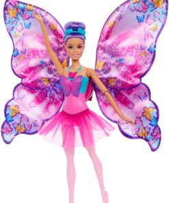 Barbie Dance and Flutter Doll with 2-in-1 Transformation from Dancer to Butterfly with Opening Wings, Purple Hair, Headpiece & Removable Tutu - 1