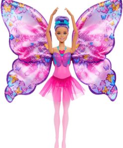 Barbie Dance and Flutter Doll with 2-in-1 Transformation from Dancer to Butterfly with Opening Wings, Purple Hair, Headpiece & Removable Tutu - 2