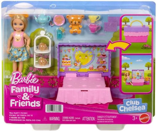 Barbie Family & Friends Club Chelsea Pop-Up Tea Party Playset with Blonde Small Doll, Transforming Picnic Basket & 10+ Accessories - 7