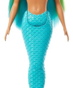 Barbie Mermaid Doll with Two-Tone Blue & Yellow Fantasy Hair & Headband Accessory, Toy with Shell Bodice & Turquoise Tail - 1