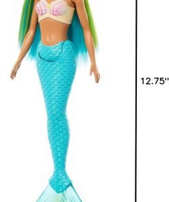 Barbie Mermaid Doll with Two-Tone Blue & Yellow Fantasy Hair & Headband Accessory, Toy with Shell Bodice & Turquoise Tail - 6