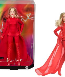 Barbie Signature Doll, Kylie Minogue Posable Collectible in “Padam Padam” Music Video Outfit with Red Bodysuit, Chiffon Cape and Lace-Up Boots - 1
