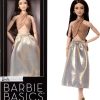 Barbie Basics Model Collector Fashion Doll 06 with Brunette Hair, Shimmery Golden Skirt & Halter, Universal-fit Fashions, Posable Body - 1