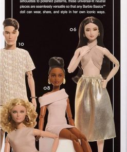 Alternative view of Barbie Basics Model Collector Fashion Doll 08 with Brunette Hair in Tan Dress & Strappy Heels, Universal-fit Fashions & Posable Body