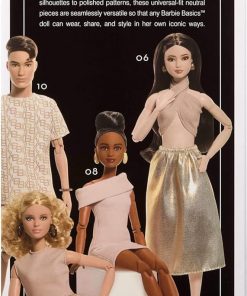 Alternative view of Barbie Basics Model Collector Fashion Doll 09 with Brunette Hair in Golden Dress & Strappy Heels, Universal-fit Fashions & Posable Body
