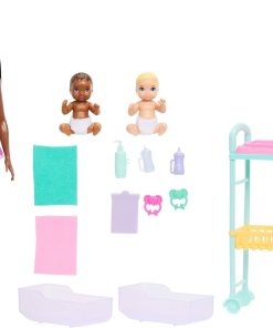 Barbie Careers Baby Doctor Playset with Brunette Doll Wearing Scrubs, 2 Baby Dolls, Examination Table & Accessories - 1