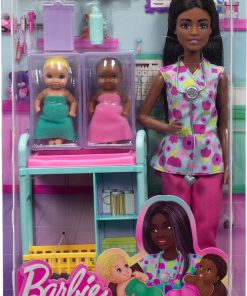 Alternative view of Barbie Careers Baby Doctor Playset with Brunette Doll Wearing Scrubs, 2 Baby Dolls, Examination Table & Accessories