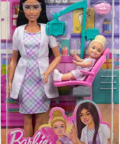 Alternative view of Barbie Careers Dentist Playset with Brunette Doll Wearing White Coat, Toddler Small Doll, Examination Chair & Accessories