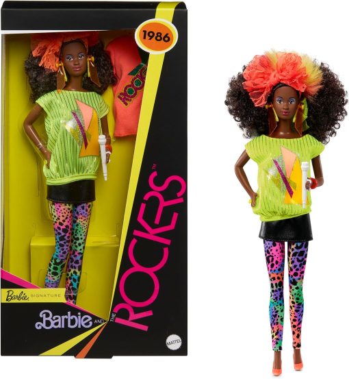 Barbie Signature Doll, and the Rockers Collectible Repro Deedee Doll, 40th Anniversary of 1986 Line, Doll Stand and Displayable Packaging - 1