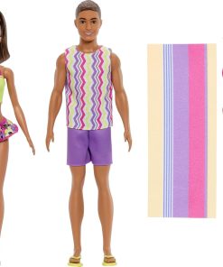 Barbie Style Fashion Dolls Set, Beach Inspired Looks and Accessories, 65th Anniversary Ken Doll - 1