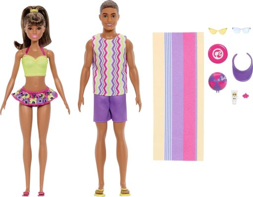 Barbie Style Fashion Dolls Set, Beach Inspired Looks and Accessories, 65th Anniversary Ken Doll - 1