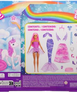 Alternative view of Barbie Advent Calendar with Doll & 24 Surprise Toy Accessories Including Unicorn & Pets, Transform Fashion Doll into Mermaid, Fairy & More
