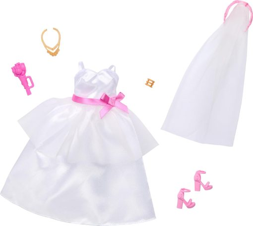 Barbie Clothes, Bridal Fashion Pack for Barbie Doll on Wedding Day, 1 Outfit with Accessories for a Complete Look - 1