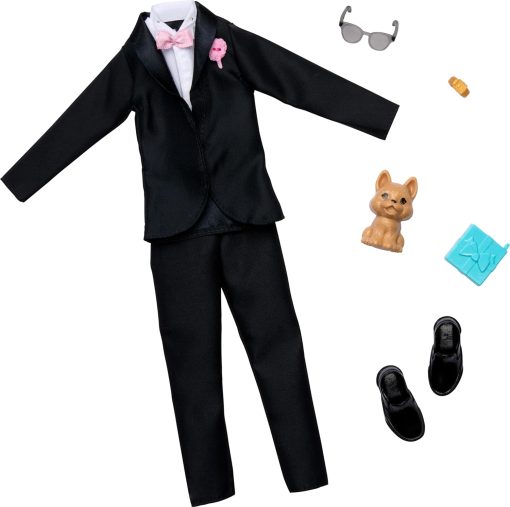 Barbie Clothes, Groom Fashion Pack for Ken Doll on Wedding Day, Tuxedo with Accessories for Complete Look - 1