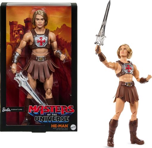 Barbie Signature Doll, Ken He-Man Collectible in Battle Harness, Sword, Doll Stand & Displayable Packaging, Motu Movie Theme - 1