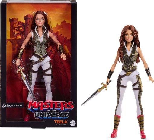 Barbie Signature Doll, Teela Collectible in Jumpsuit, Sword, Doll Stand & Displayable Packaging, Motu Movie Theme - 1